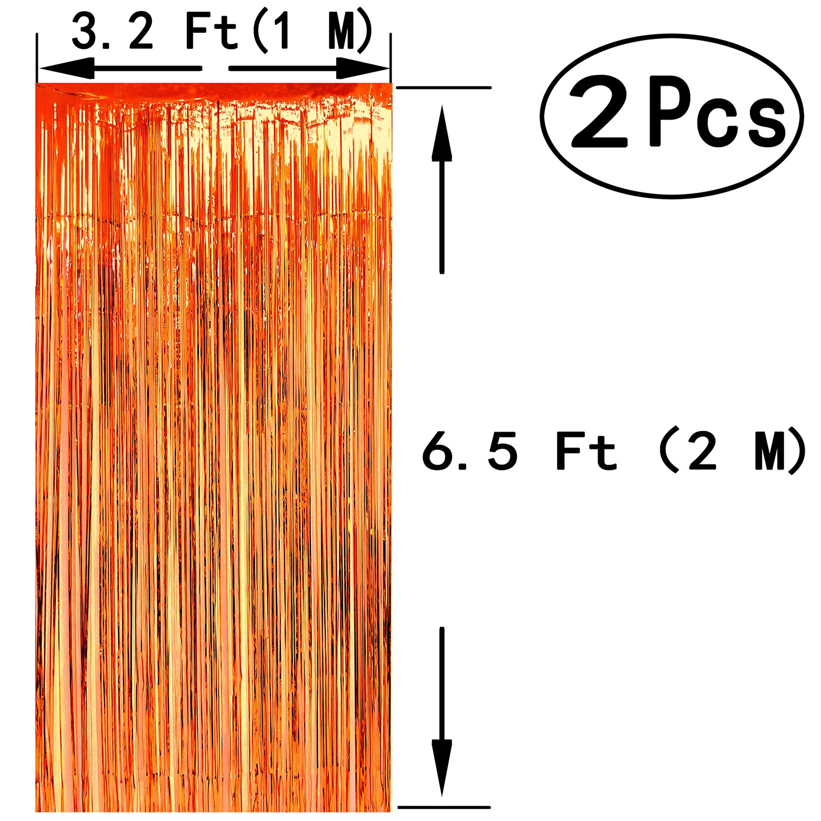 Orange Party Tinsel Foil Fringe Curtains Photo Booth Props Backdrop 1st Decor
