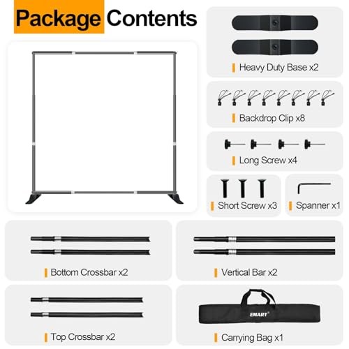 Heavy Duty Banner Backdrop Stand Kit, Adjustable Frame for Step 10×10 ft Black