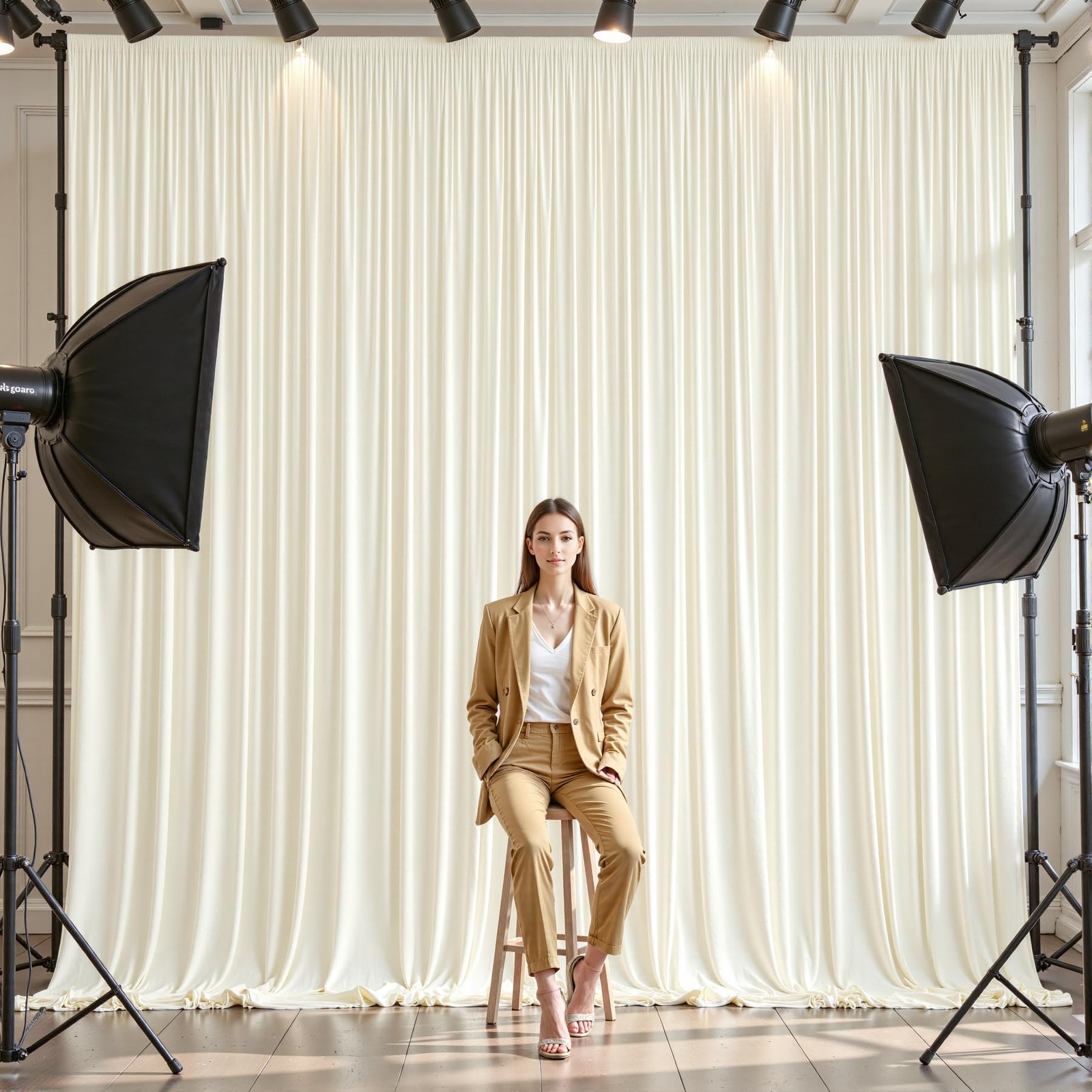 10 Panles Ivory Backdrop Curtains – Wrinkle Free W4′ x H10′(10 panels),