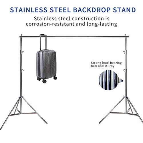 8.5 * 10 FT Stainless Steel Backdrop Stand,Photo Video Adjustable Background
