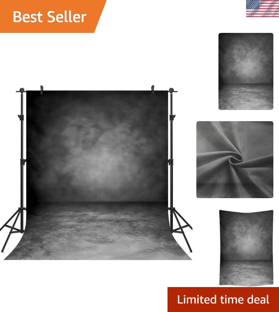 5X7Ft Black Abstract Retro Photography Backdrop for Stunning Portraits