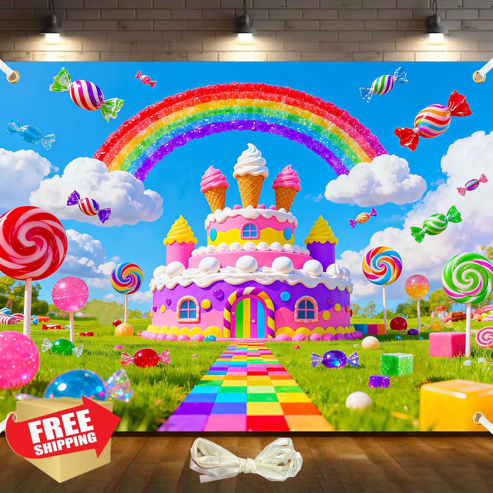 Duoduobuy Candyland Backdrop 8×6 Ft