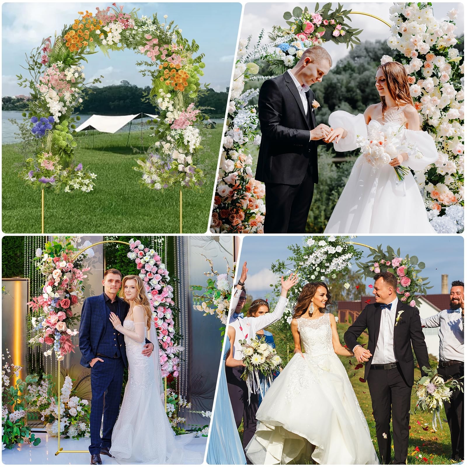 6.6FT Metal Arch Backdrop Stand, Gold Wedding Arch Frame, Balloon Arches Back…
