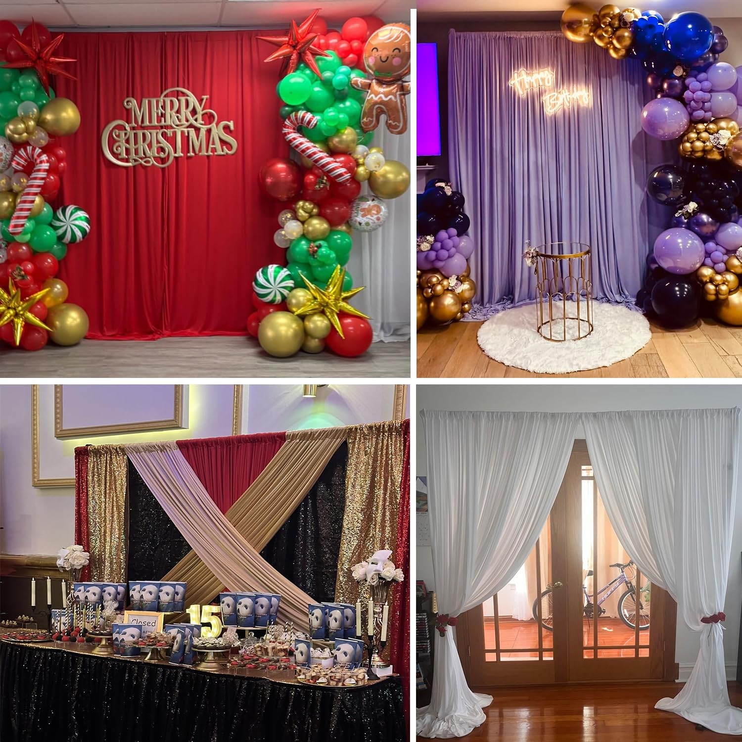 Red Backdrop Curtains For Party Polyester Wrinkle Free Drapes 5x10ft 2 Panels