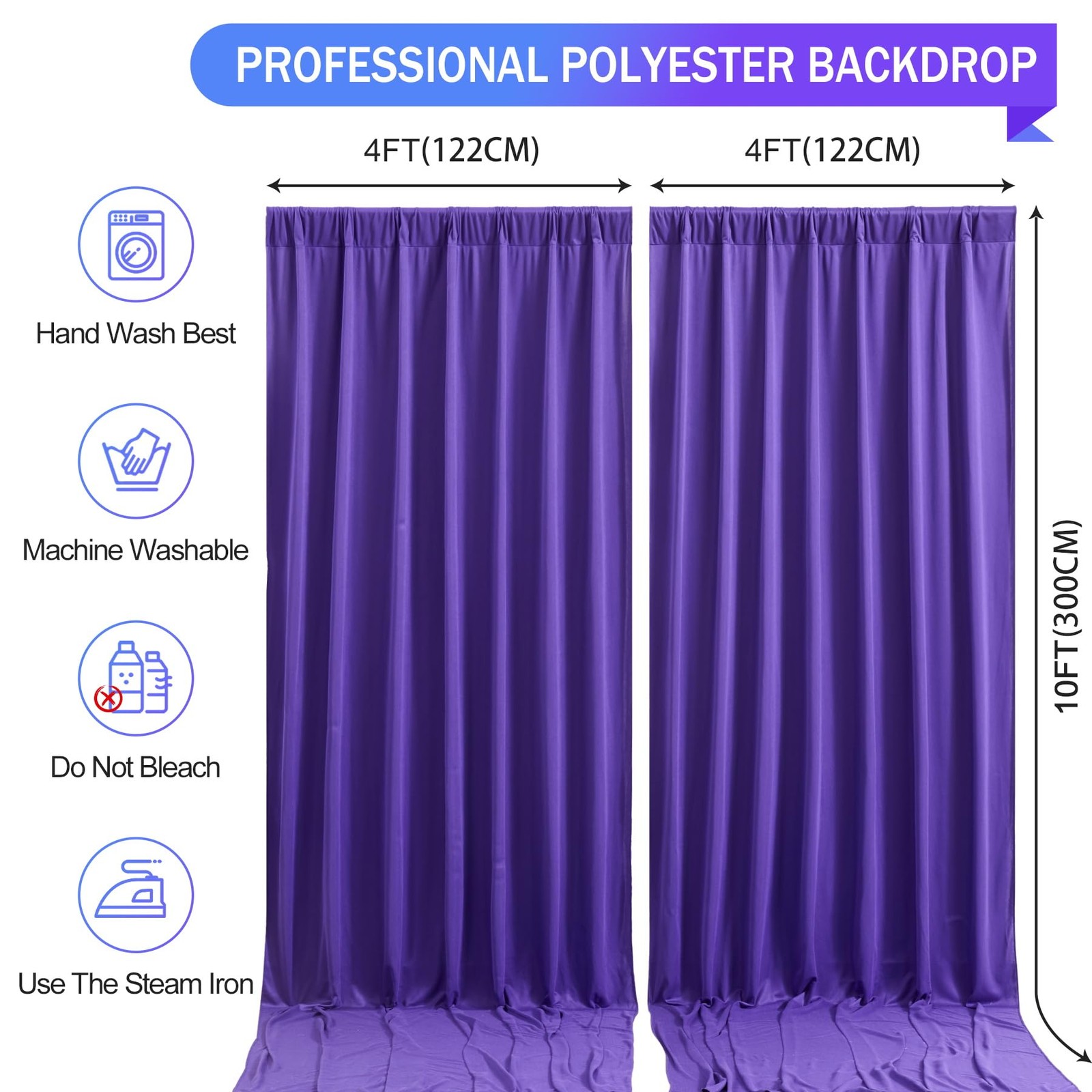 Purple Backdrop Curtains 2 Panels–Free Purple Curtains Polyester Photography…