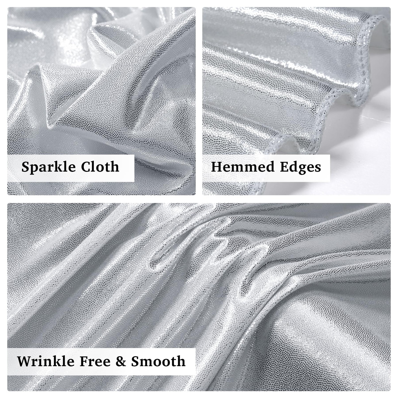 Silver Sequin Backdrop Curtain 10×10 Ft 2 Panels 5×10 Ft Glitter Photography