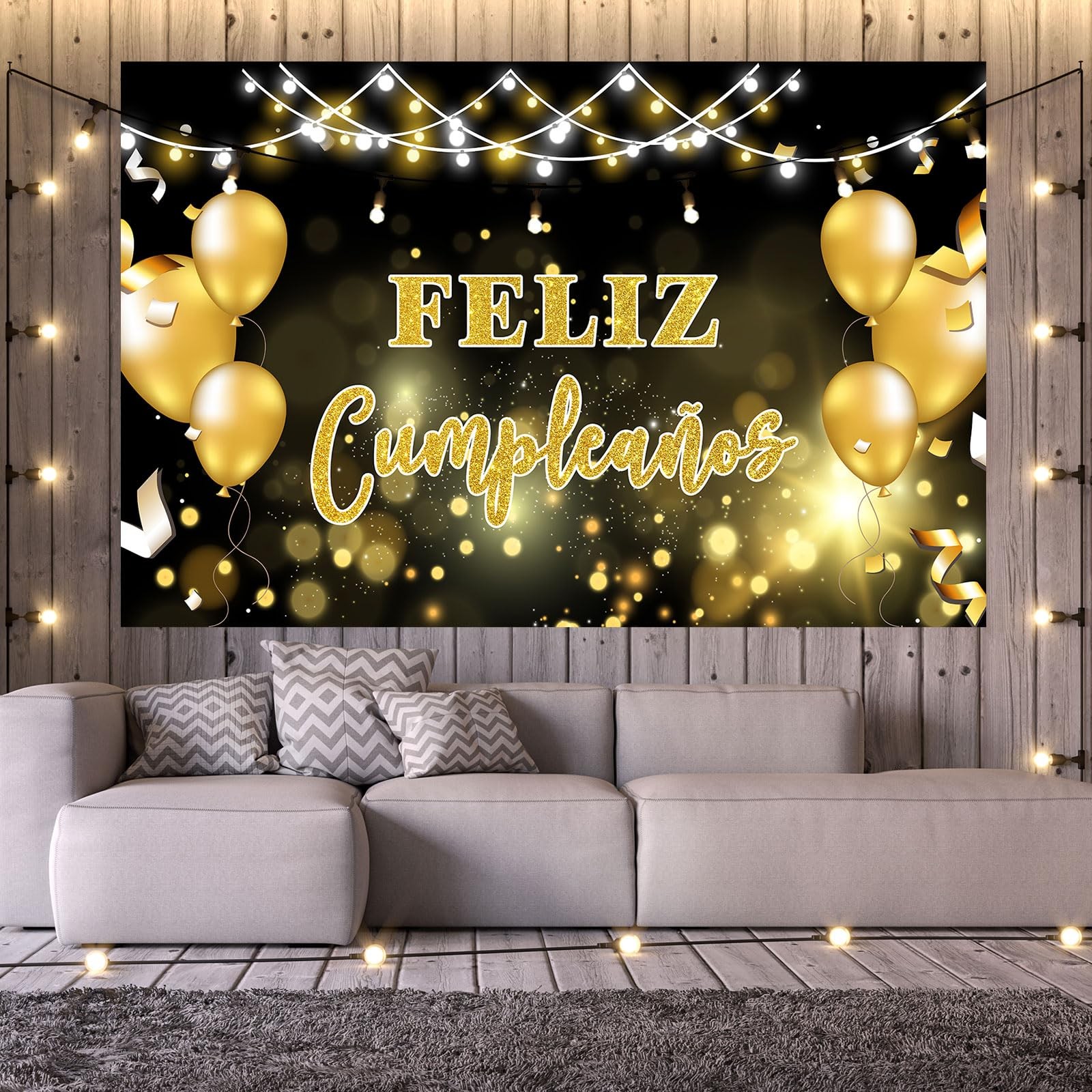 Feliz Cumpleaños Backdrop, Spanish Happy Birthday Photo 6ft x 4ft, colorful