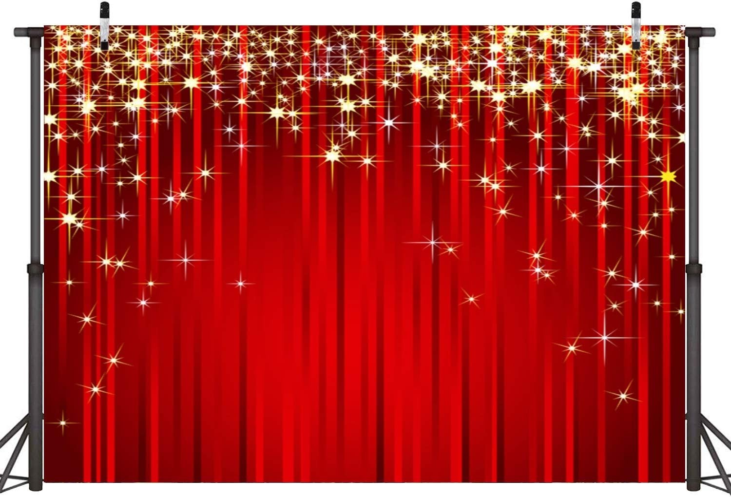 7x5ft Gold Starry Red Photography Backdrop Glitter Golden Star Stripes Backgr…