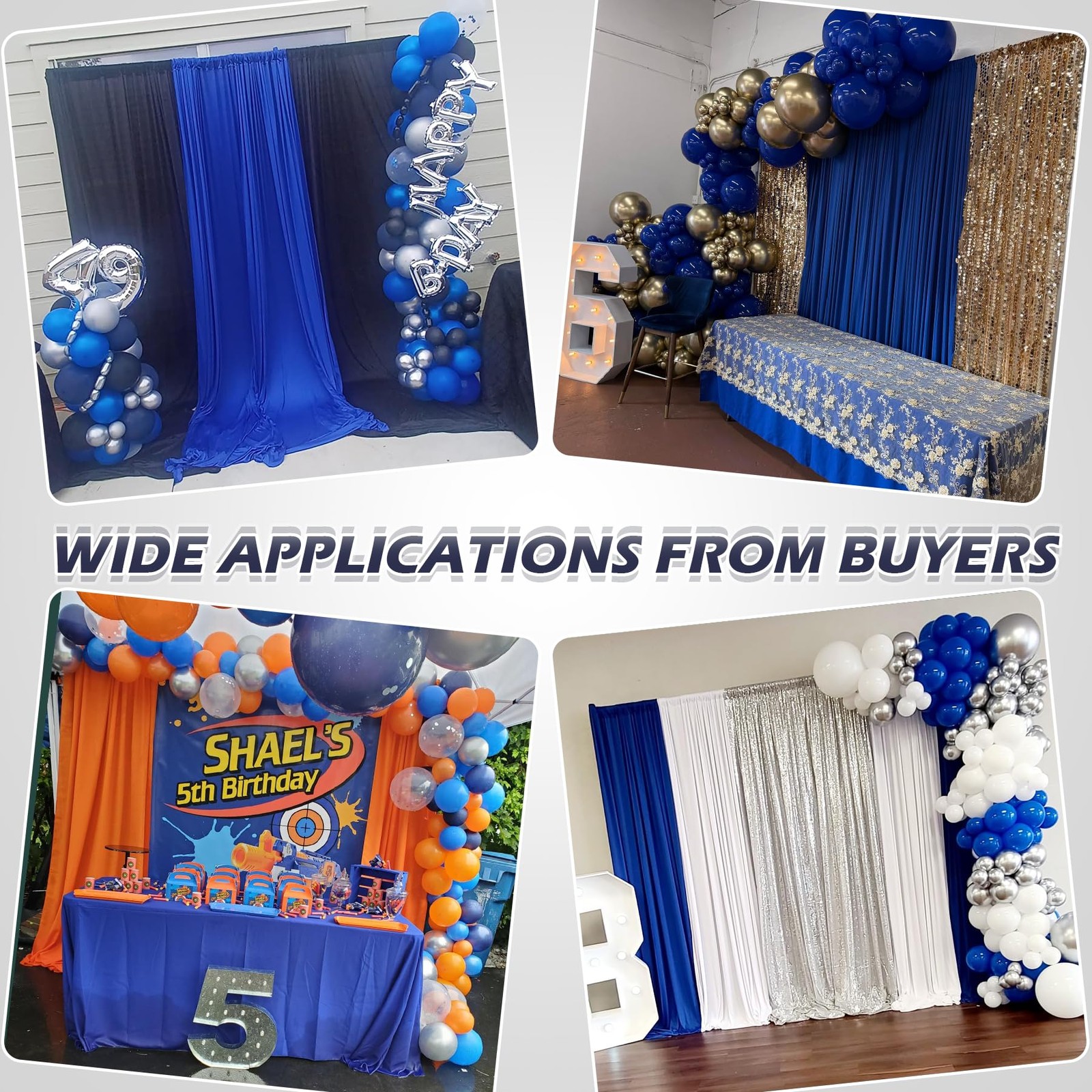 50ft×10ft Royal Blue Wrinkle Free Backdrop W5ftxH10ft_10 Panels,