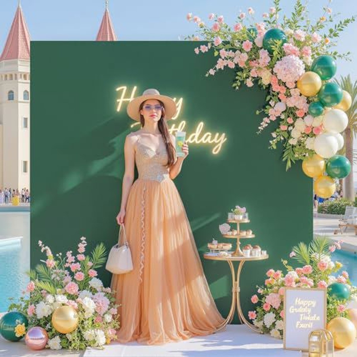 6.6×6.6 Ft Hunter Green Square Arch Spandex Backdrop Cover Party Photo