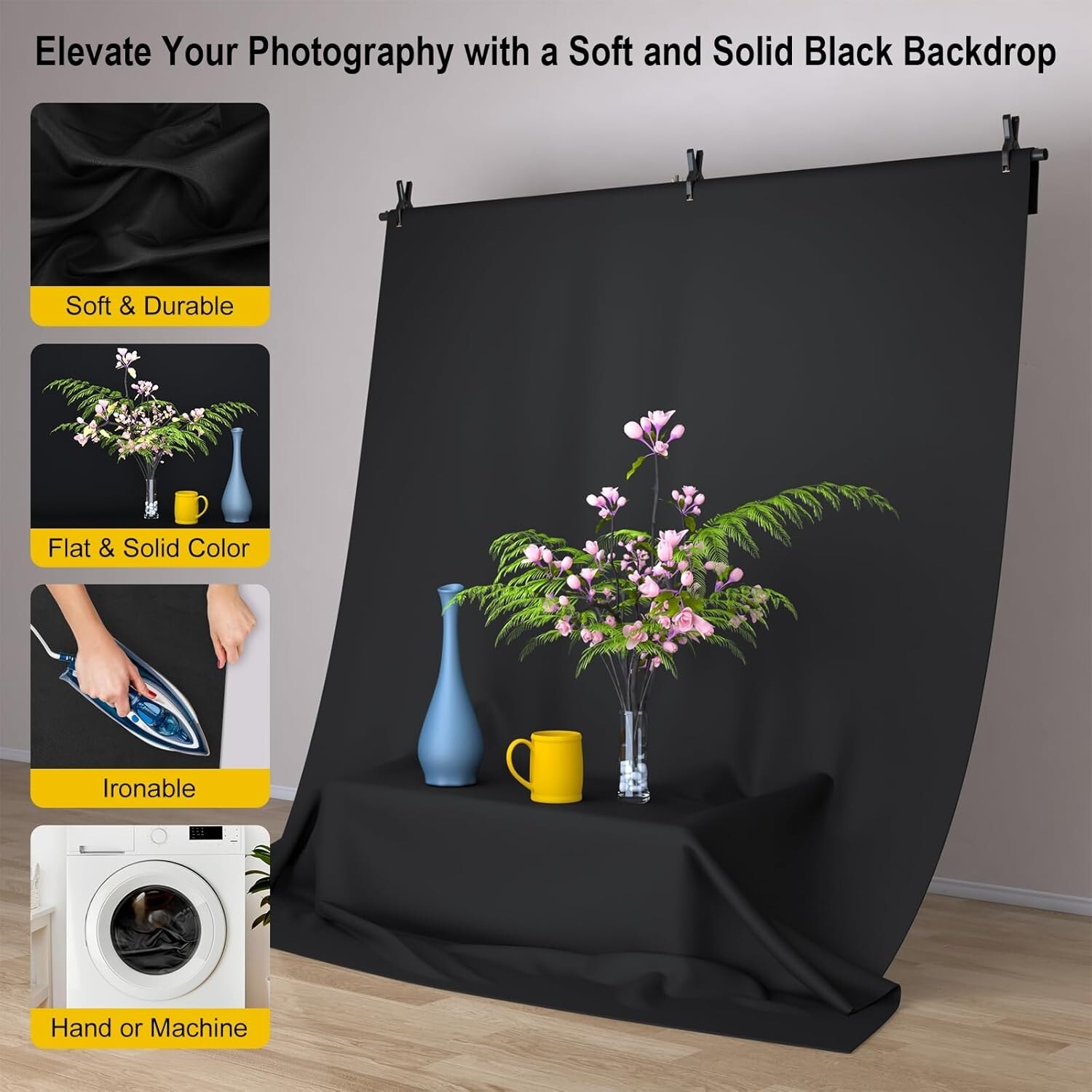 LINCO Photo T-Shape Backdrop Stand Background Backdrops Support Kit – AM207Black