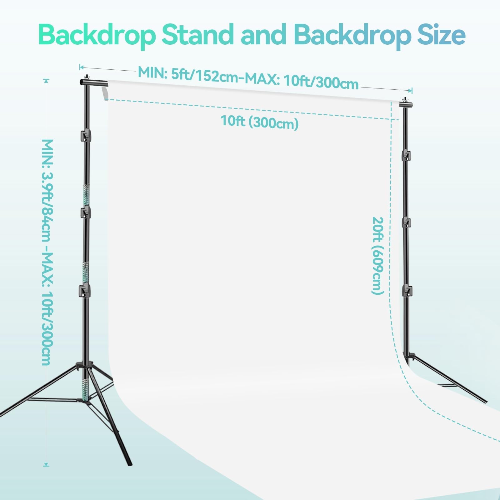 EMART Portable Photography Backdrop 10*10ft Stand/10*20ft Backdrop, White