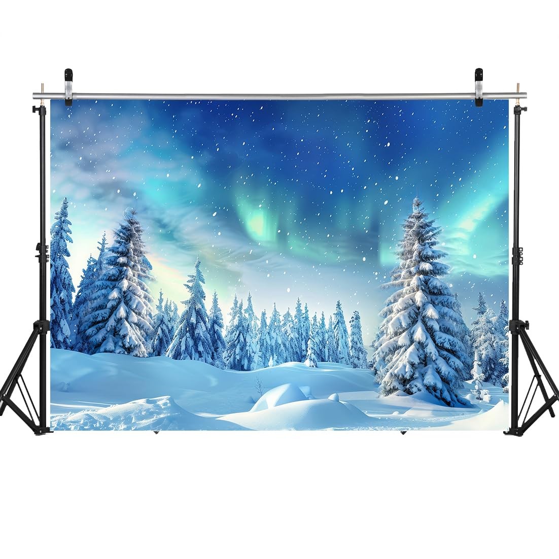 LYCGS 7x5ft Winter Wonderland Forest Photography Backdrop 7x5ft, Blue