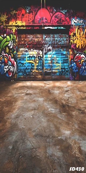 10’x20’Old Graffiti Wall Door Scenic Microfiber Fabric background backdrop SD430