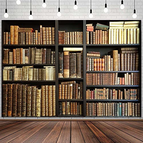 Bookshelf Backdrop Library Modern Retro Bookcase Photography 7X5FT Brown