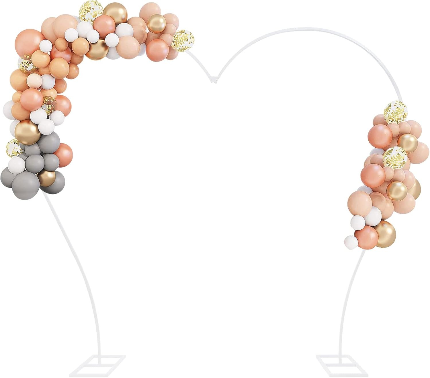 Heart-Shape Floral Wedding Backdrop Arch Stand, 8.7ft L X 7.7ft H Metal Arch Bac