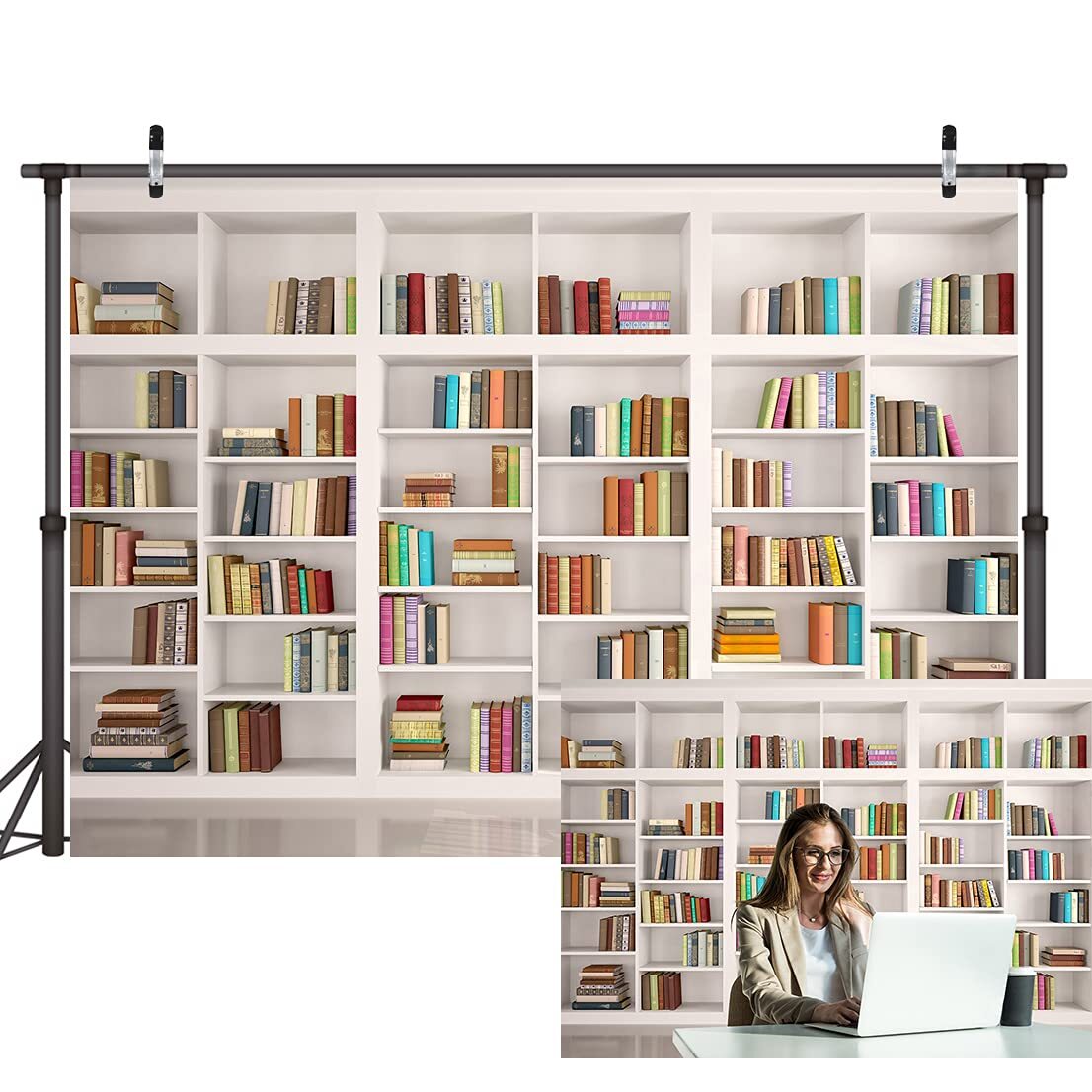 Bookshelf Backdrop Retro Office Library Photography Backdrops Photo Props