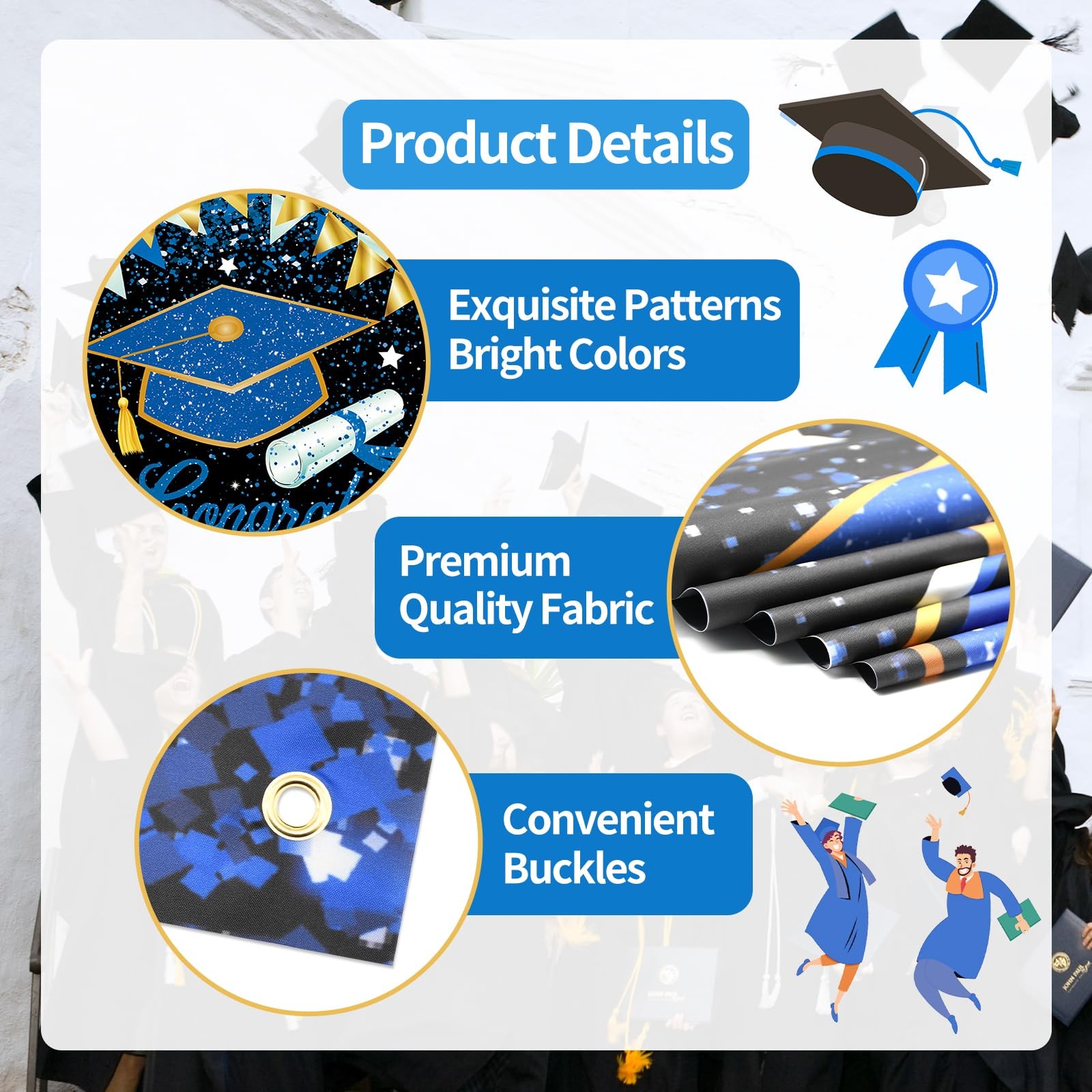 73 x 36 Inch Congrats Grad Class of 2026 Sign Banner 73 x 36 inches, Blue