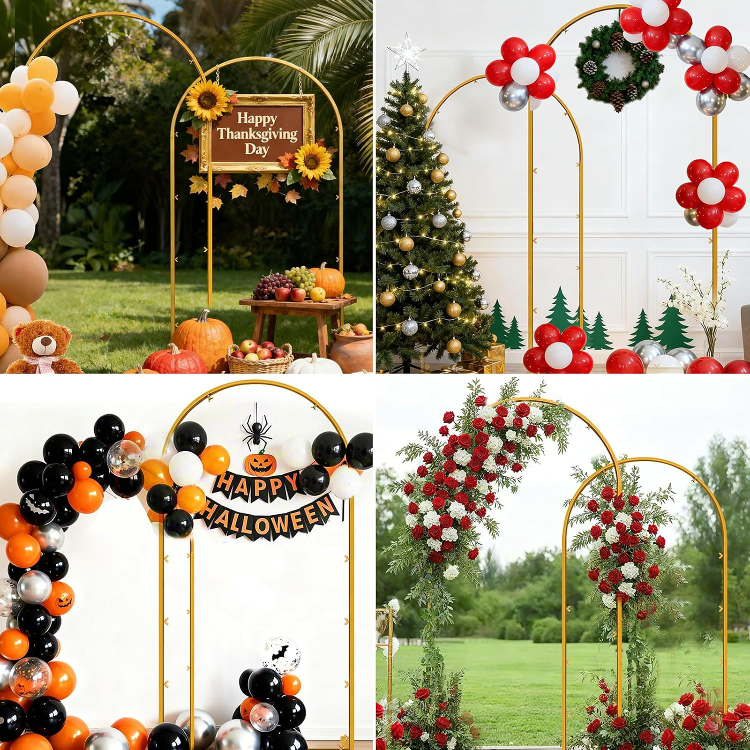 Metal Arch Backdrop Stand, 7.2FT+6FT Wedding Arches Frame, Gold Wedding Arch Bac