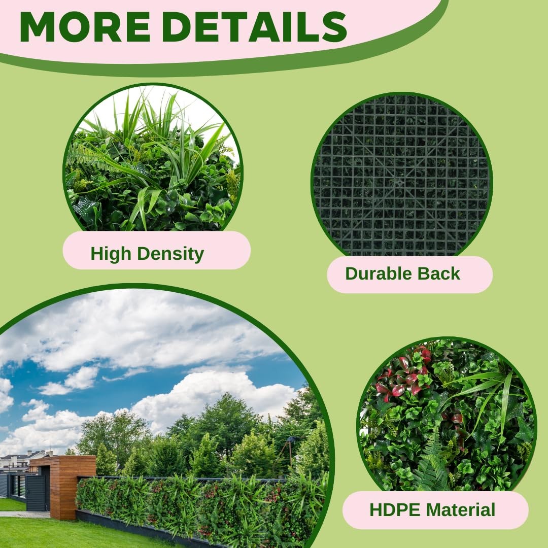 Cigarlemon Artificial Green Wall Panels 20″x20″, Faux Hedge Wall for Privacy …