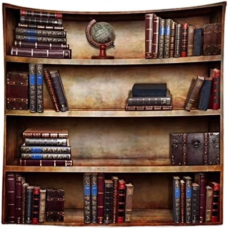 6x6ft Fabric Vintage Bookshelf Backdrop Library Books Antique Book Racks School