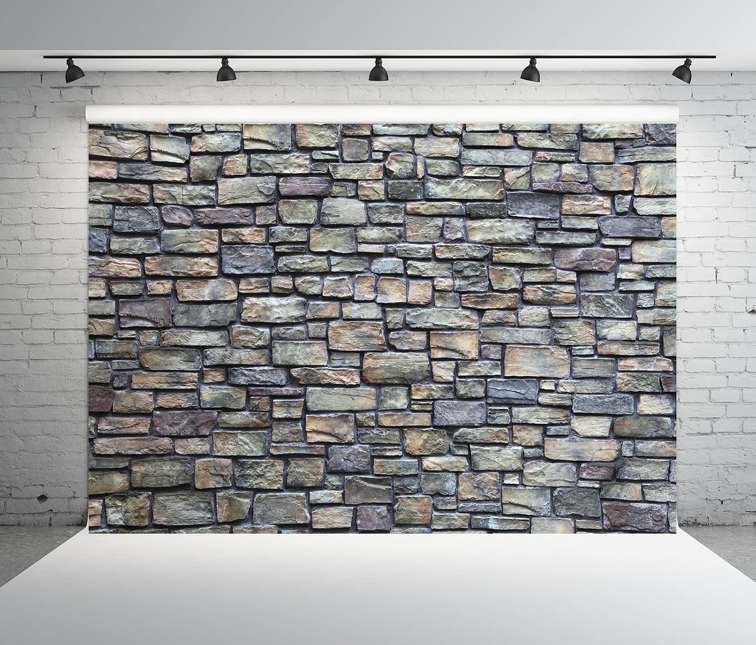 7x5ft Fabric Vintage Stone Wall Backdrop Rock Stone Brick Wall Background Backdr