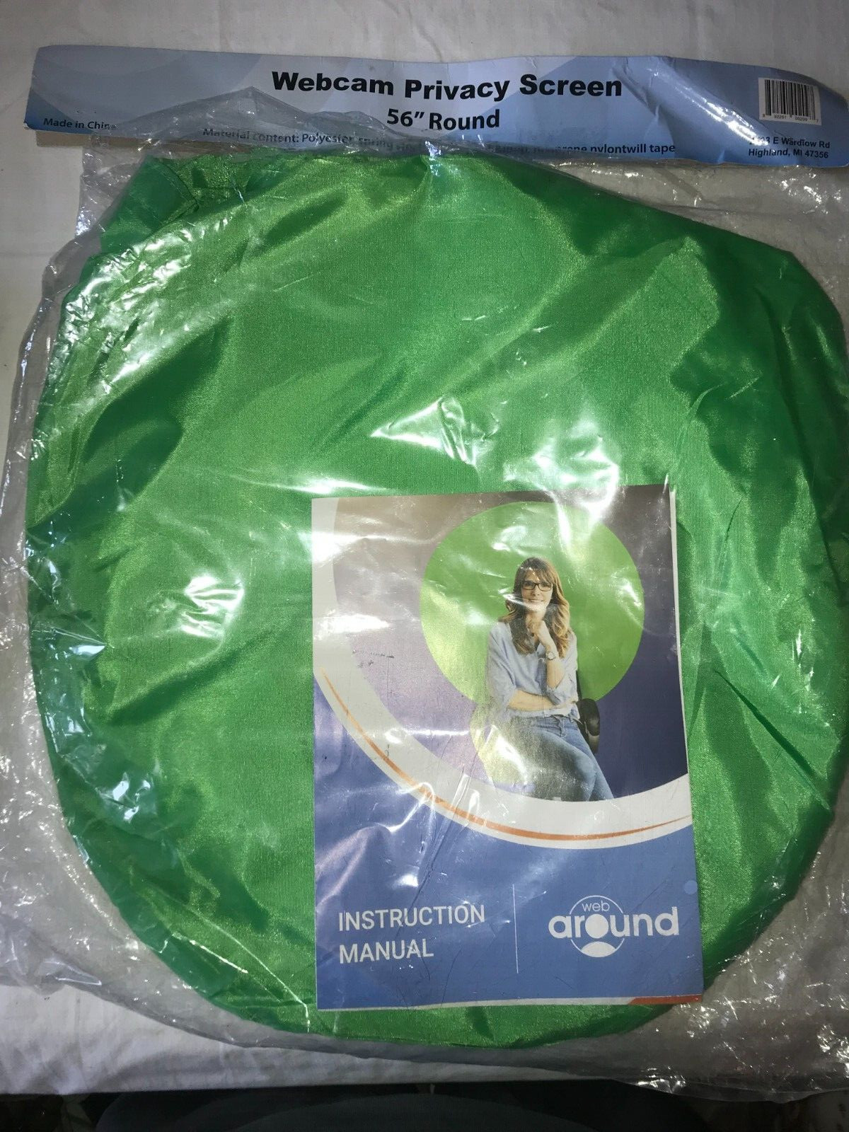 New WEB AROUND Circular Portable GREEN SCREEN Backdrop WEB CAM Privacy 56″ ROUND