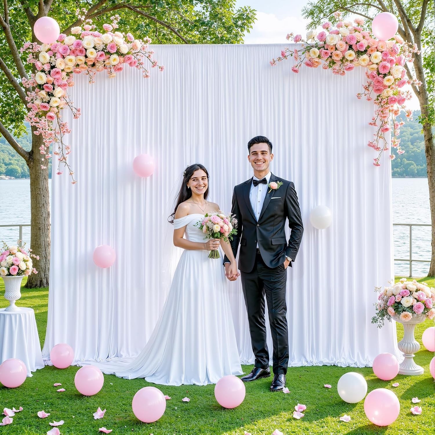 White Backdrop Curtain for Parties Wedding Wrinkle Free White Photo Curtains …