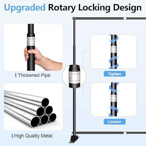 10 x 8FT Backdrop Banner Stand, Heavy Duty Adjustable Photo 8x10ft Black