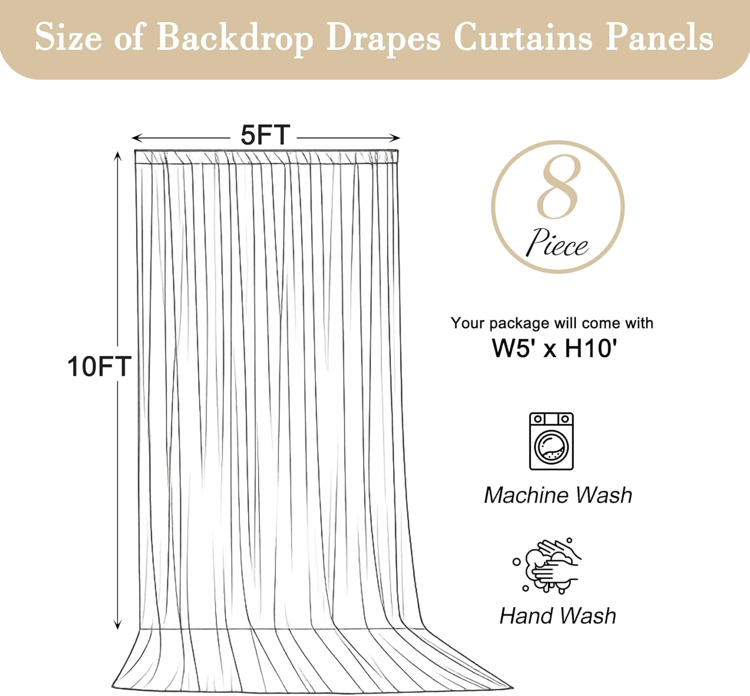 40X10Ft Black Photo Backdrop Curtains for Parties Birthday Wrinkle Free Polyeste