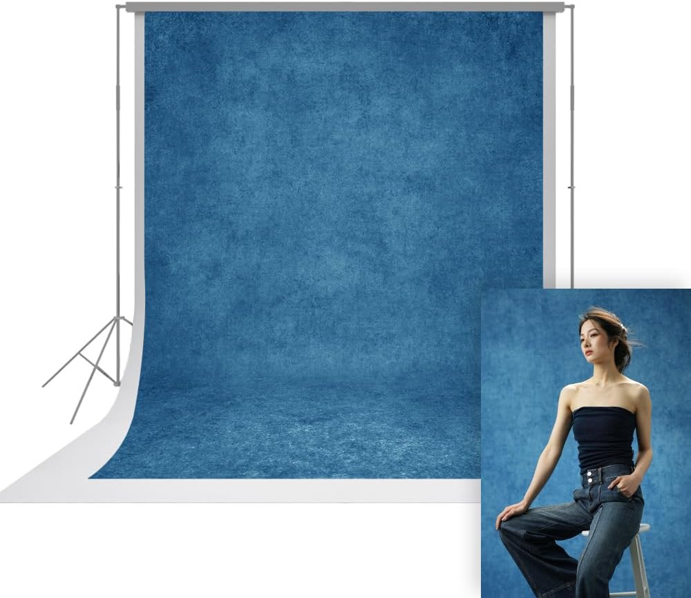 8×10 Ft Blue Vintage Photography Backdrop Retro Abstract Texture for Studio