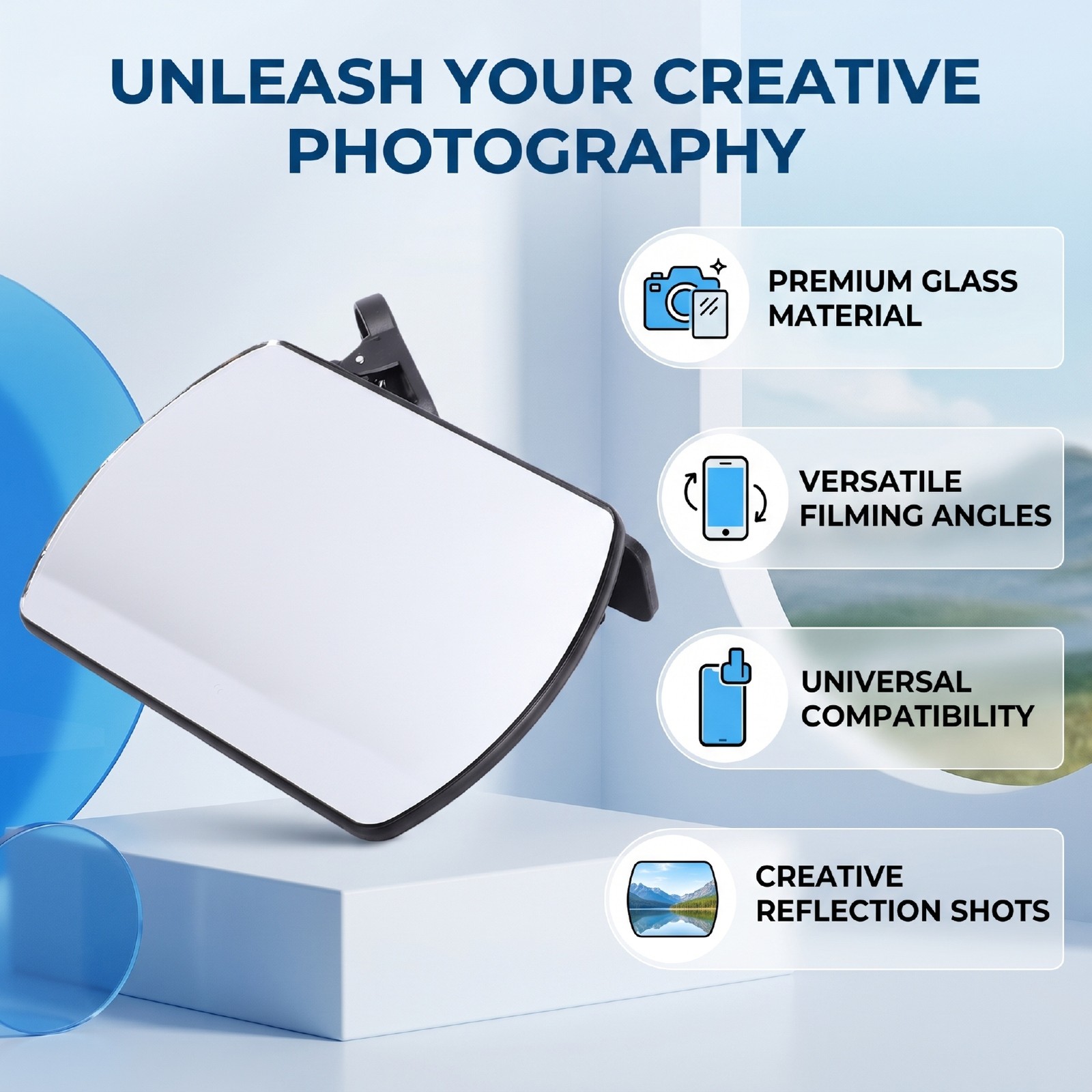Universal Glass Phone Reflection Mirror For Creative Photography BHYO