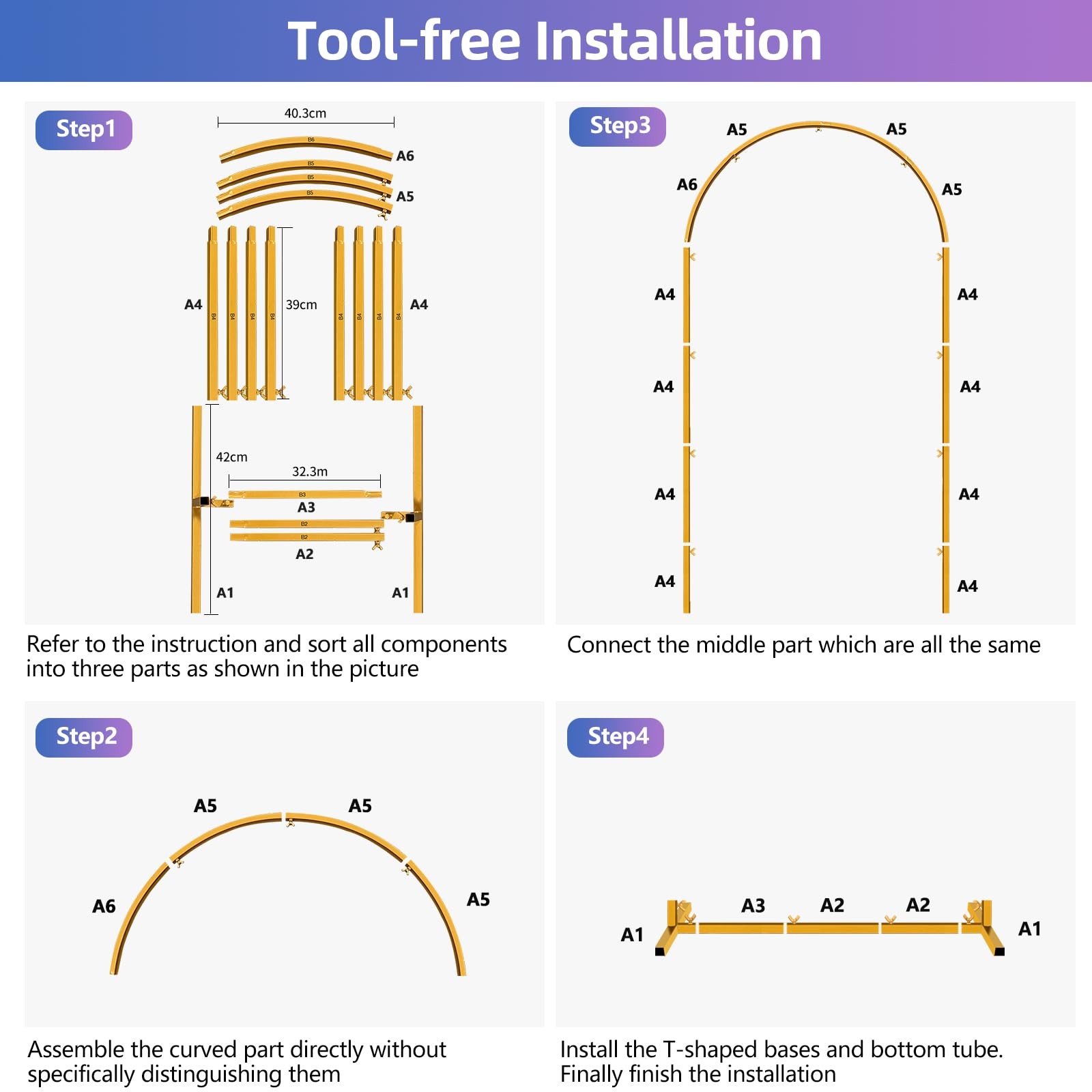 6.6FT Arch Backdrop Stand for Party, Ceremony, Metal Arch Frame with Ground S…