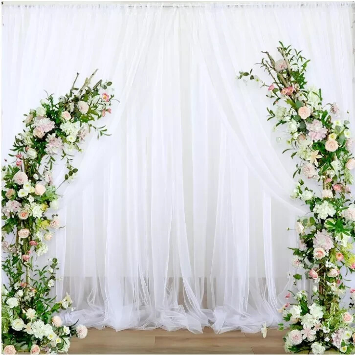 DASHAN 10x8ft Wedding Backdrop for Photography White Green Floral Flowers Garlan