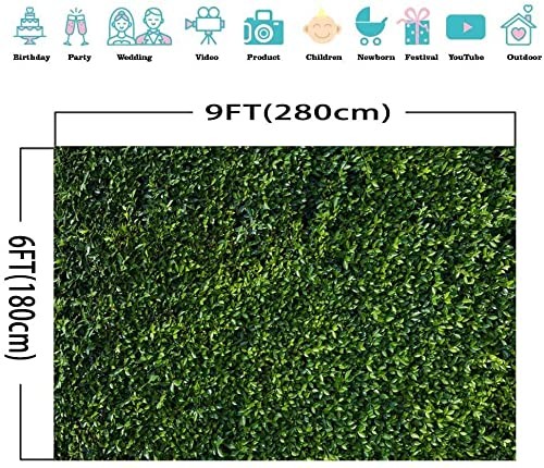 Fanghui 9x6FT Vinyl Natural Green Leaves Grass Picture Photography Backdrop for