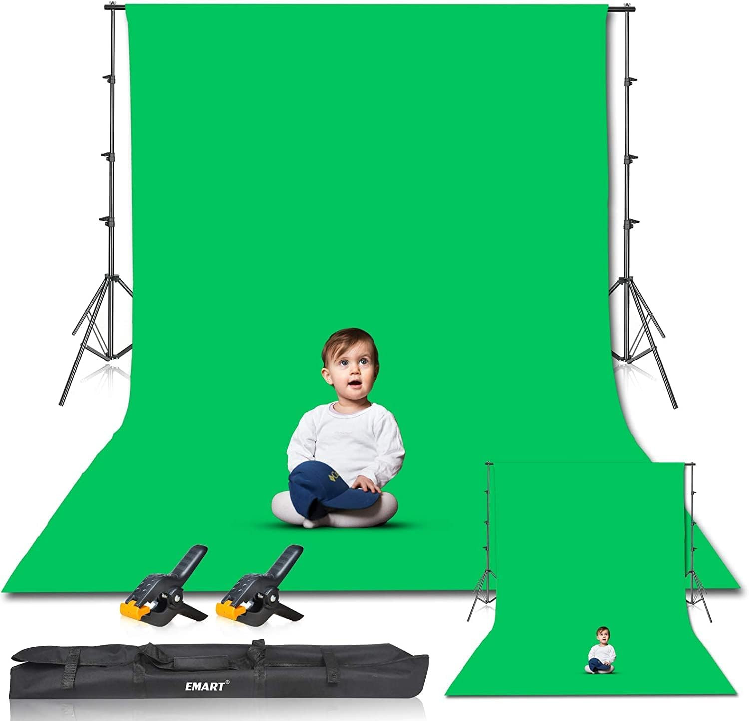 10x12ft Green Screen Backdrop Kit with Stand for Photo Video Streaming