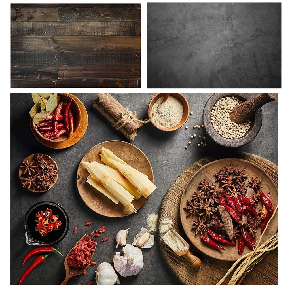 Food Photography Backdrops Paper 4 Pack Kit 22x34Inch/ 56x86cm Double Sided P…