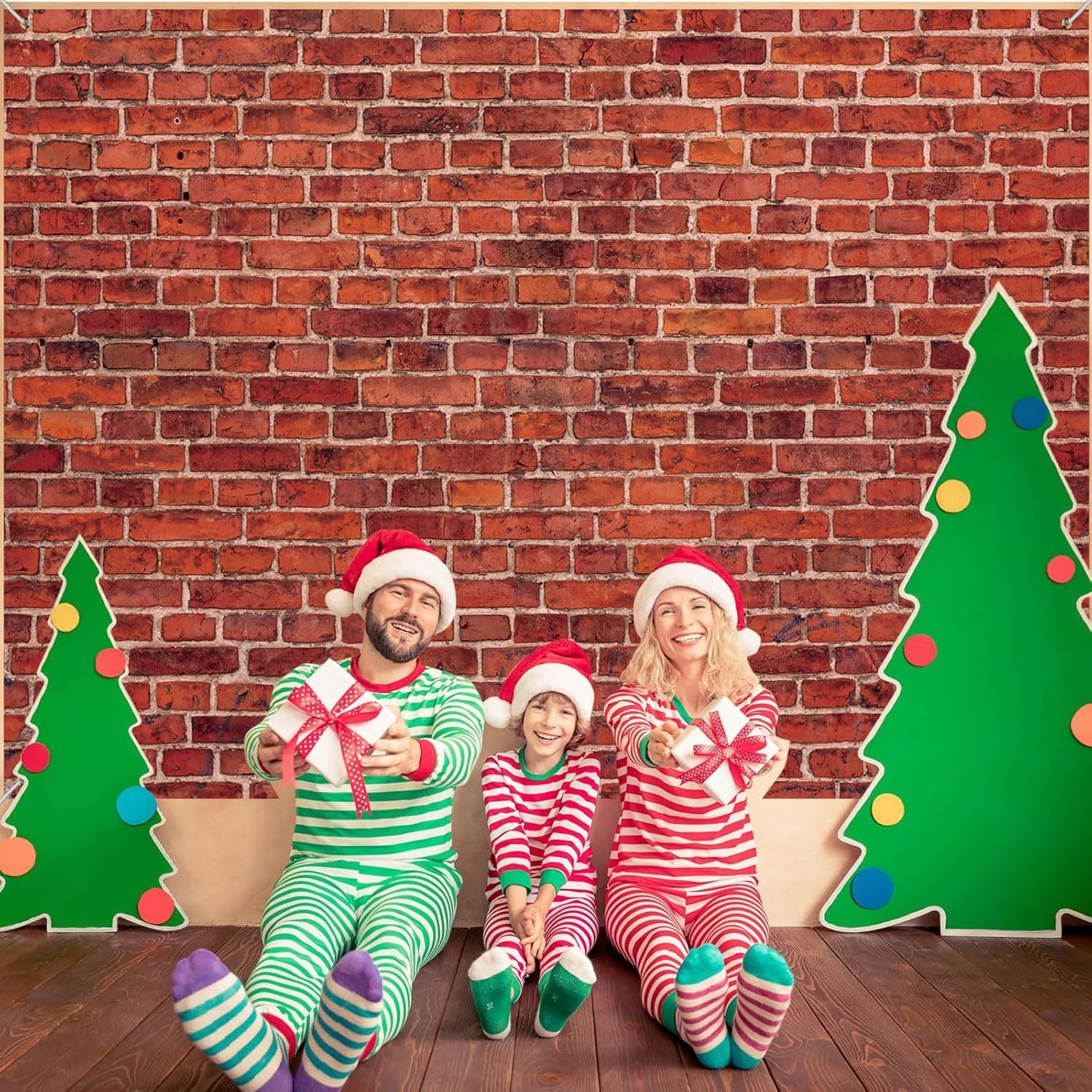 Red Brick Wall Party Backdrop, Large Fabric Red Brick Sign 59.8 x 83.9 Inch