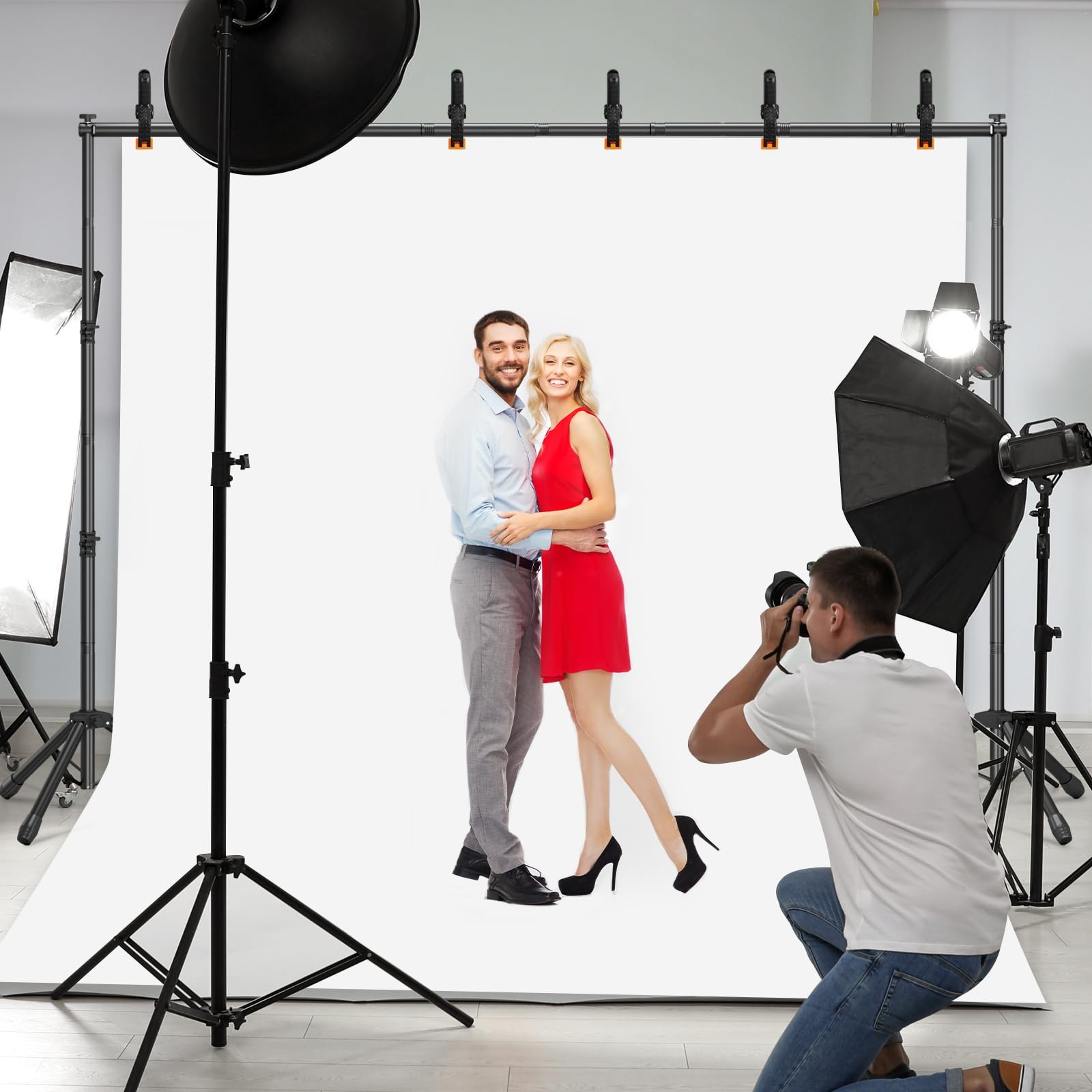 3-in-1 Adjustable Backdrop Stand 10 x 7.5 FT, Portable Photography Background…