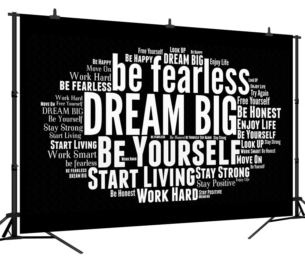 DULUDA 7×5 FT Inspirational Backdrop Positive Words Sayings FT, Black