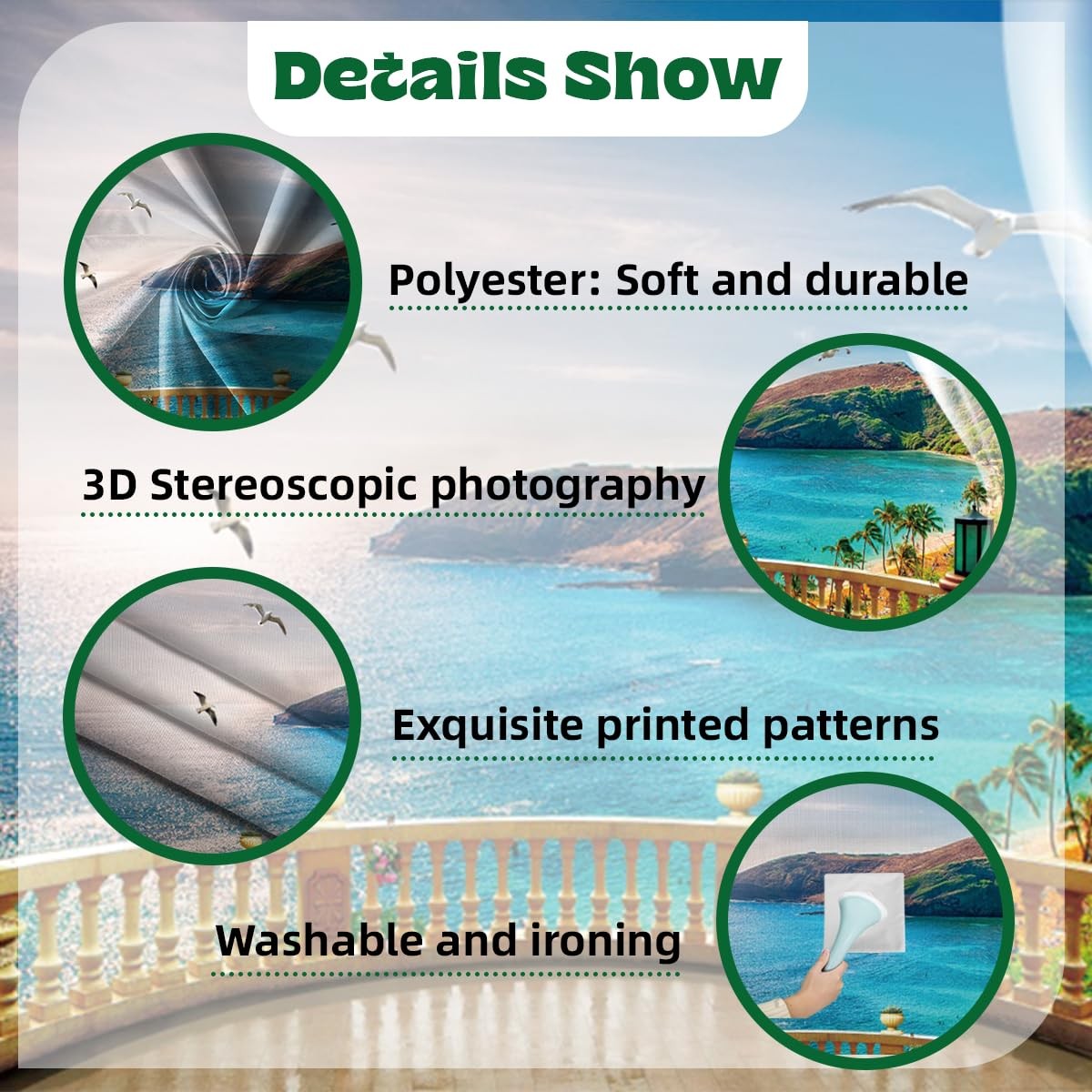 10x8ft Beach Backdrop Sunset Ocean Tropical Palm Tree Holiday Photography
