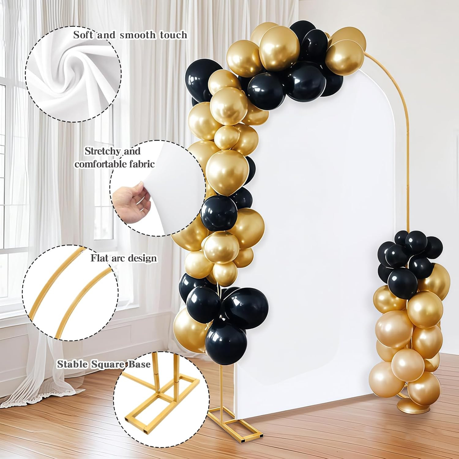 Open Arch Backdrop Stand with White Cover Set,7.2 FT Metal Double U Shaped Arche
