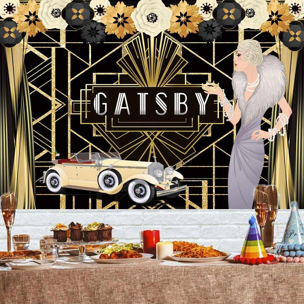 The Great Gatsby Birthday Backdrop Banner Baby Shower Party Supplies 7x5Ft