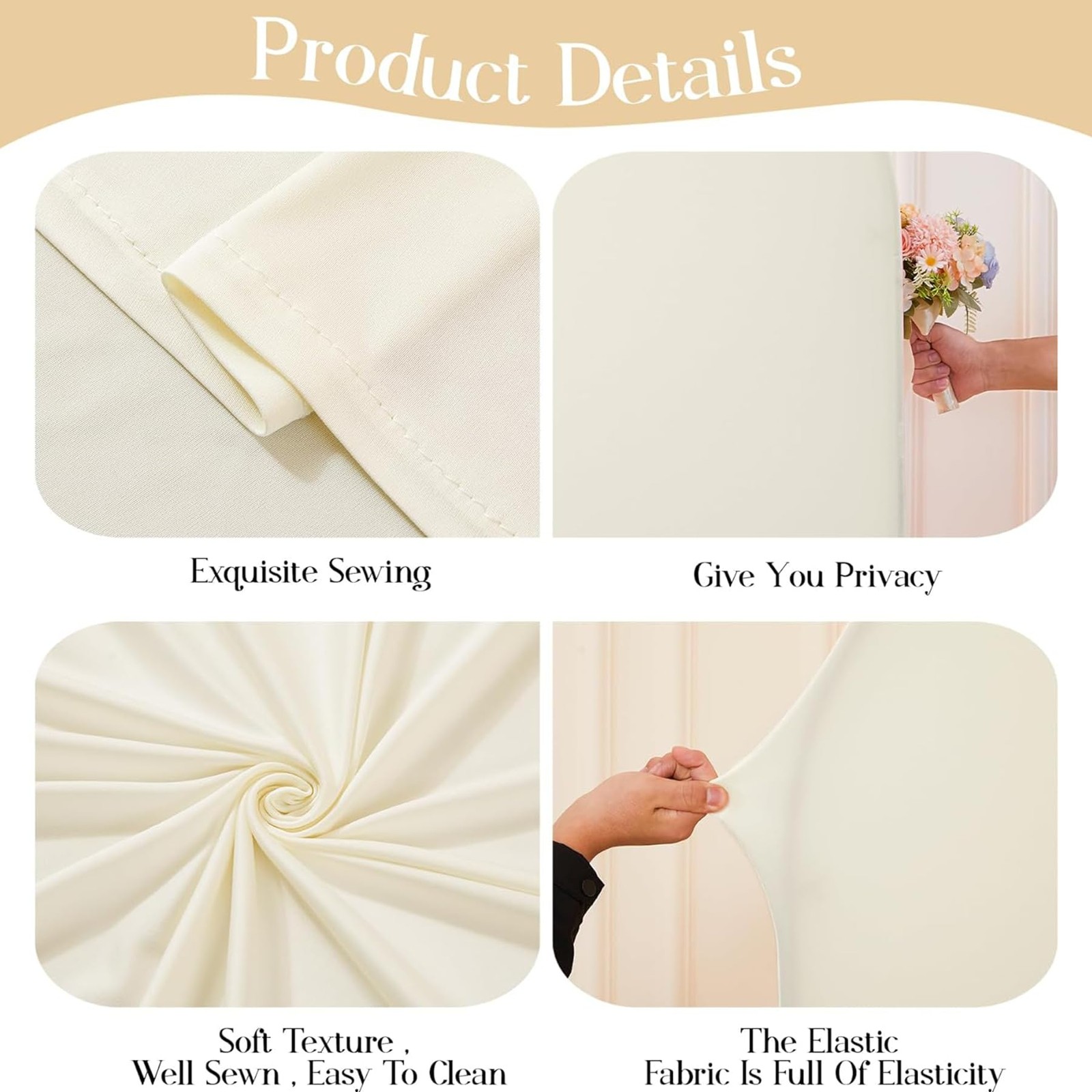 6.6 FT Arch Backdrop Cover Stretchy Beige Arch Covers Elastic Spandex Fabric …