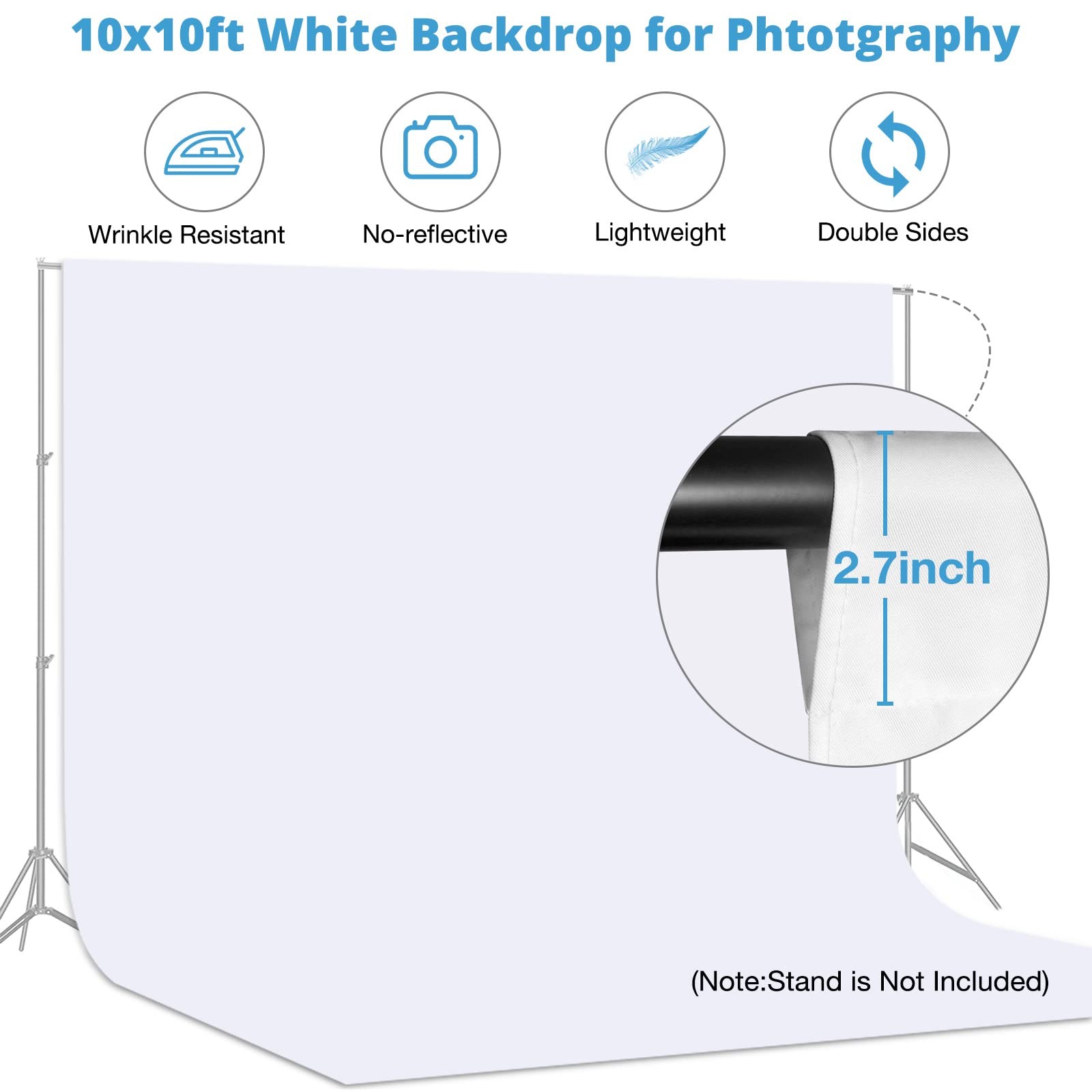 Aimosen 10×10 FT White Backdrop Background for Photography, 10 X 10 FT,