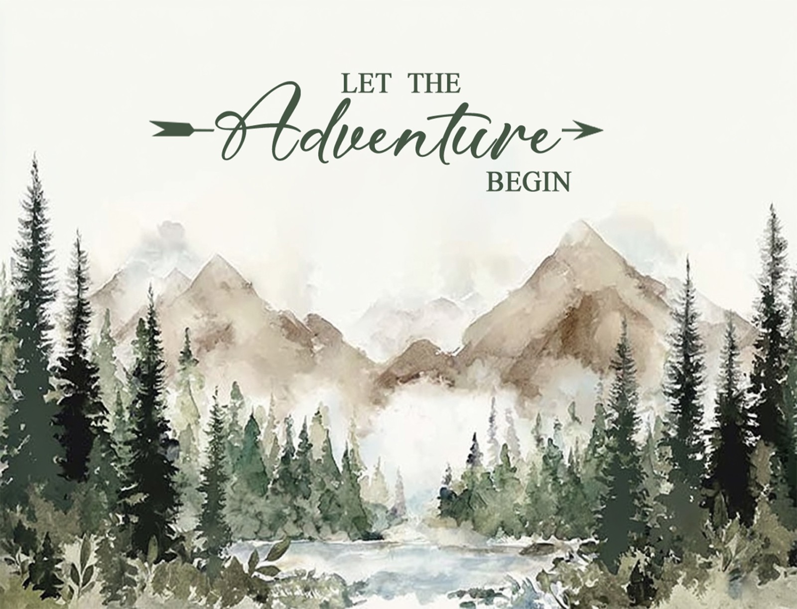10x8ft Adventure Awaits Baby Shower Backdrop Mountain Woodland Photo Background