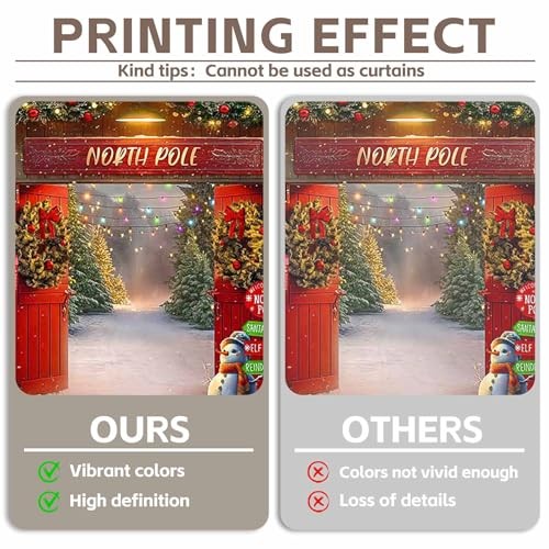 7x5ft Fabric Christmas Backdrop Winter Forest Wooden Barn Door North Pole