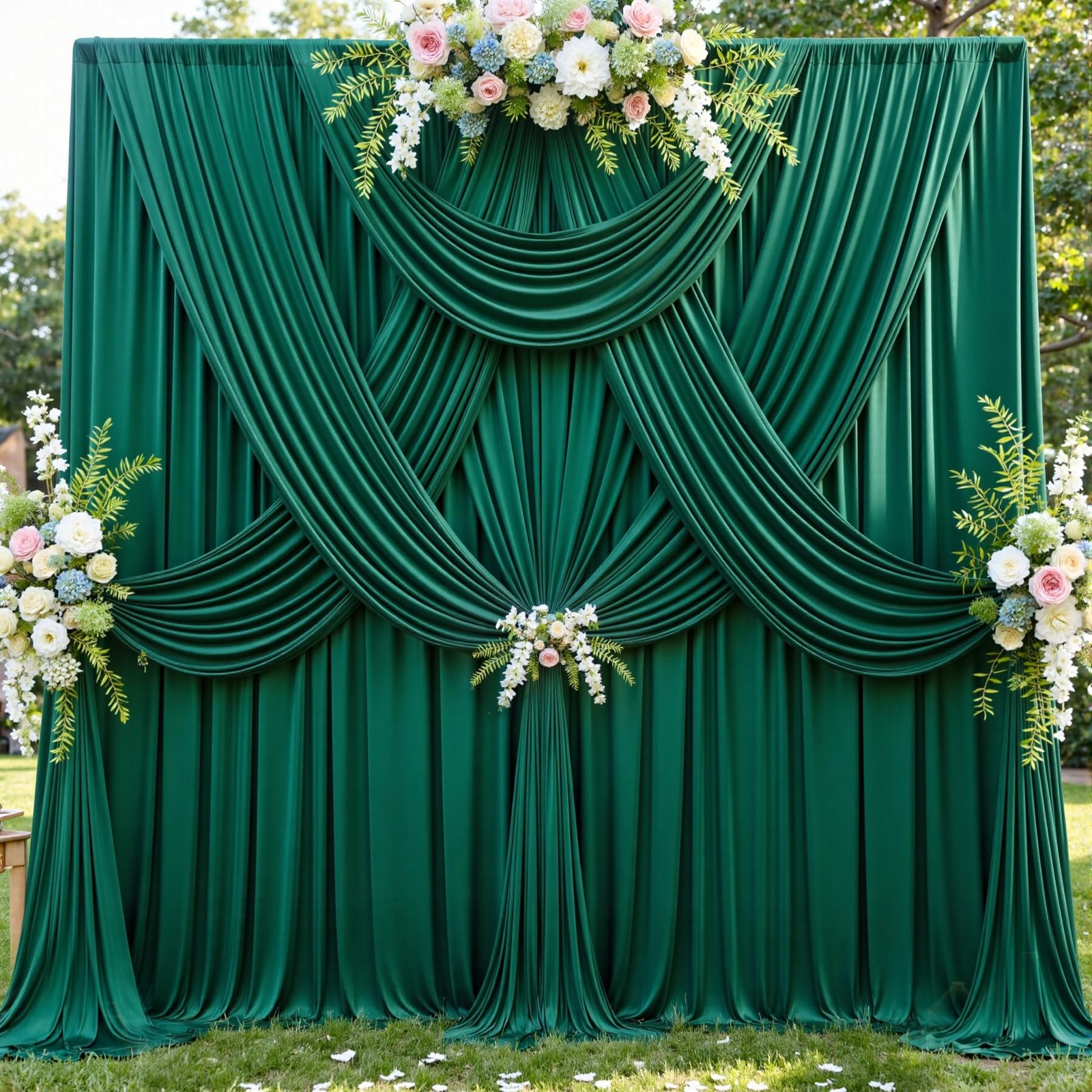 10x12ft Forest Green Backdrop Curtains Wrinkle Free Polyester Drapes 2 PCS