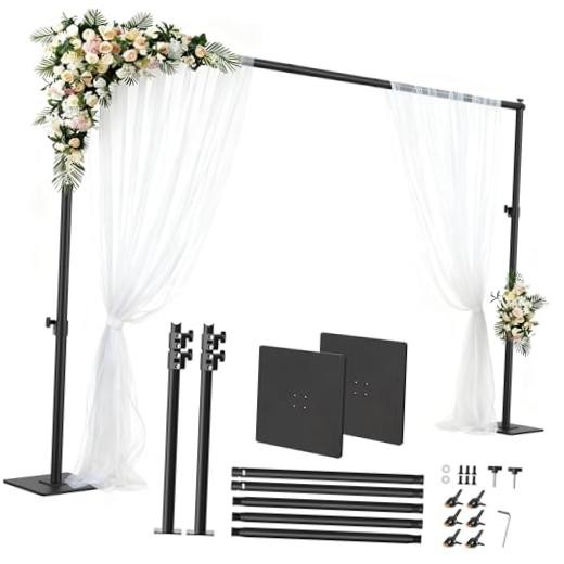 Square Backdrop Stand 6.5×10 ft, Adjustable Photo Backdrop Stand Kit, 10×6.5 ft