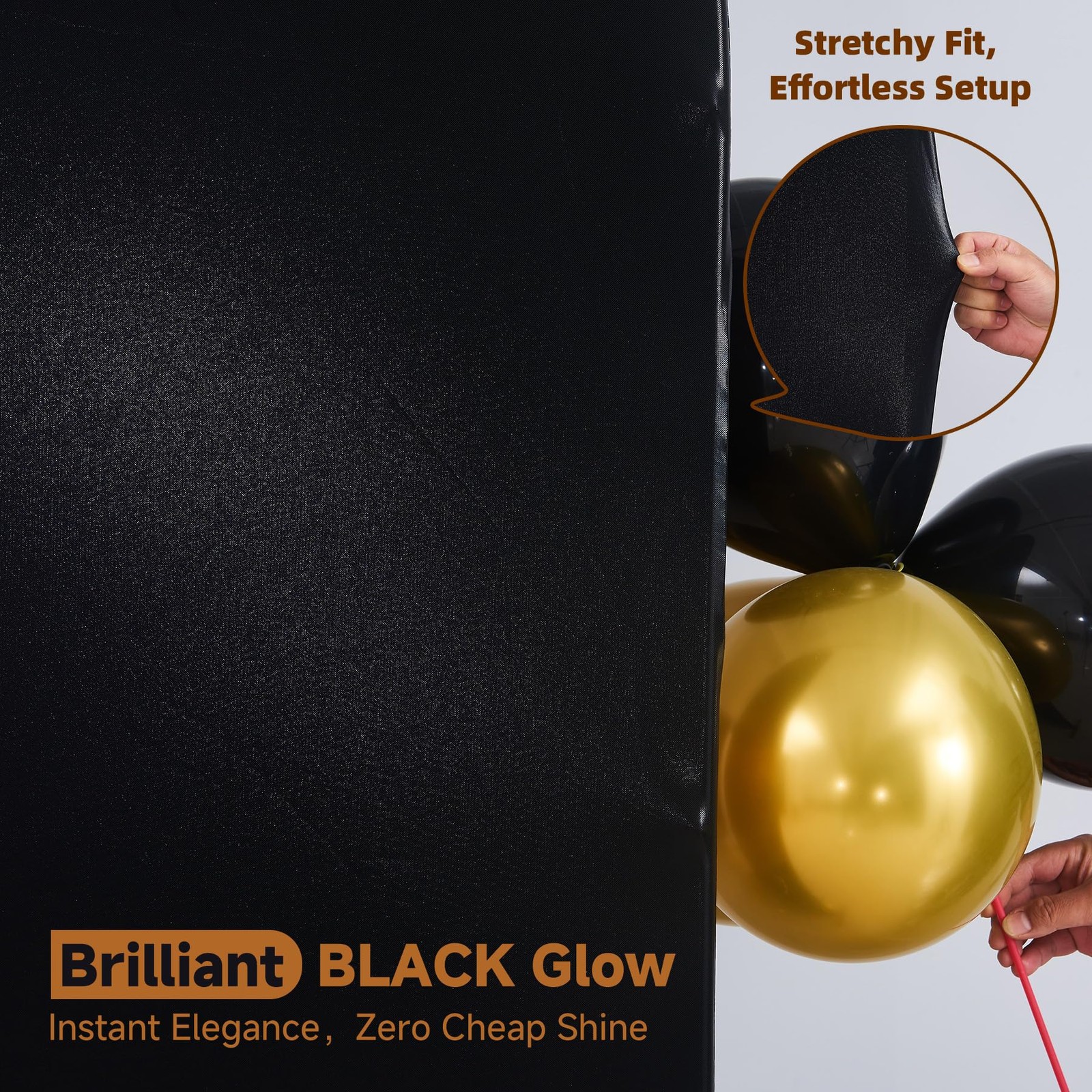 Shimmer Black Arch Backdrop Cover 6.6ft,Glitter Spandex Fitted Chiara Cover w…
